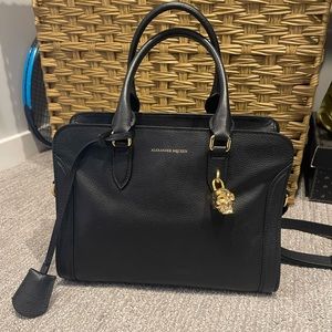 Alexander McQueen Black Pebbled Leather Padlock Tote